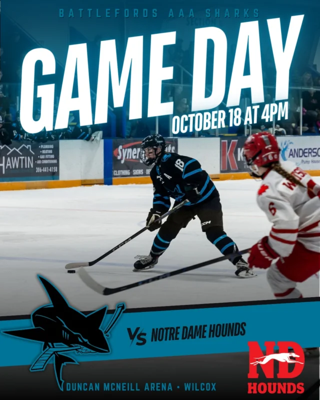 GAME DAY! 4PM vs Notre Dame Hounds at Duncan McNeill Arena in Wilcox | Saturday, October 18th