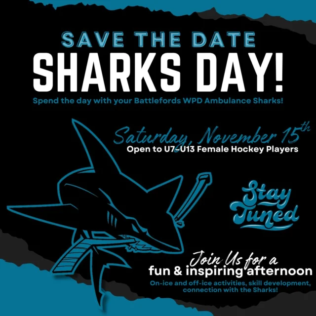 🦈 Save the Date – Sharks Day! Saturday, November 15 | 12–5 PMAttention all U7–U13 female hockey players — spend the day with your Battlefords WPD Ambulance Sharks!Join us for a fun and inspiring afternoon of on- and off-ice activities, skill development, and connection with the Sharks.💙 More details and registration info coming soon!#SharksDay #BattlefordsSharks #GirlsHockey #NextWave #ChasingBetter