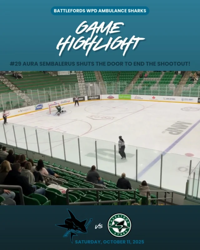 🚨Clutch when it counts! Aura Semalerus shuts the door to end the game vs Saskatoon Stars last weekend! 🦈