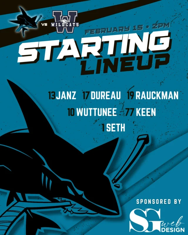 Today's Starting Lineup vs. Swift Current Wildcats ✨ Sponsored by SG Web Design