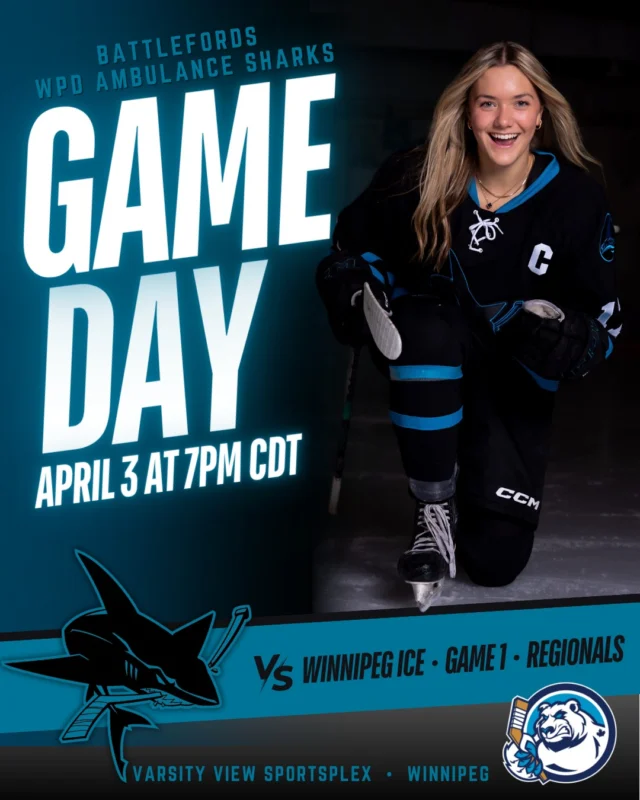 GAME DAY!!! 🦈 Game 1 of the West Regional Final Best of 3 Series vs Winnipeg Ice is tonight in Winnipeg, MB! Puck drops at 7PM CDT • 6PM CST SASK TIME!Watch from home: This series will be live streamed with GShow Productions! Buy Weekend Bundle for $15 or Single Game for $10 | Link in our bio@winnipegiceaaa | @gshow_productions | @saskfemaleu18 | @hockeysaskatchewan | @mfhlu18aaa | @hockeymanitoba #RoadToTheEssoCup2026 #AAAhockey #NextUp #SharksHockey #PlayoffHockey