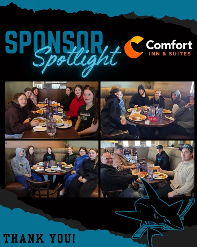 Thank you to Comfort Inn & Suites North Battleford for sponsoring our team meal on the Road Home from Western Regionals at The Red Barn Restaurant in Moosomin. We are grateful for so much community support! @comfortinnandsuitesnb 🫶🏼🦈